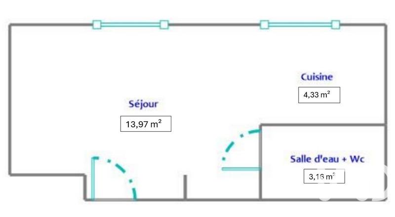 Studio - 21 m² - 1 pièce