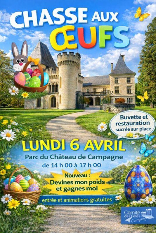 Chasse aux oeufs dans le parc du Château de Campagne