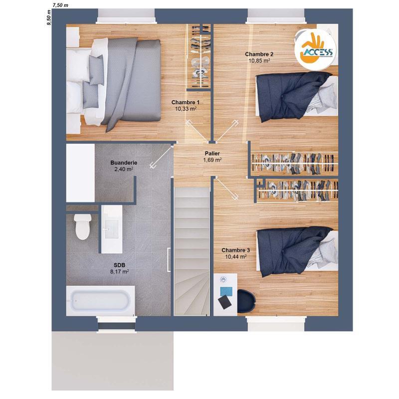 Maison - 80 m² - 5 pièces