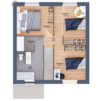 Maison - 80 m² - 5 pièces