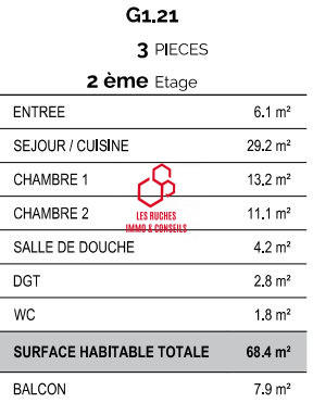 Appartement - 68 m² - 3 pièces