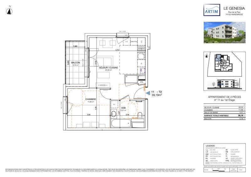 Appartement - 39 m² - 2 pièces