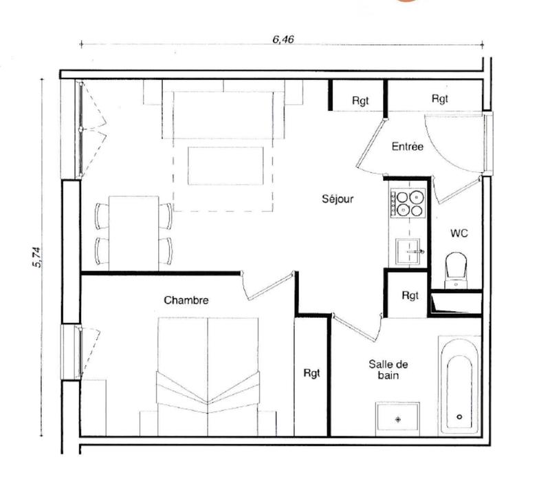 Appartement - 36 m² - 2 pièces