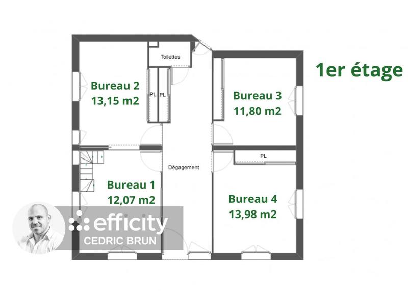 Bureau - 116 m² - 6 pièces
