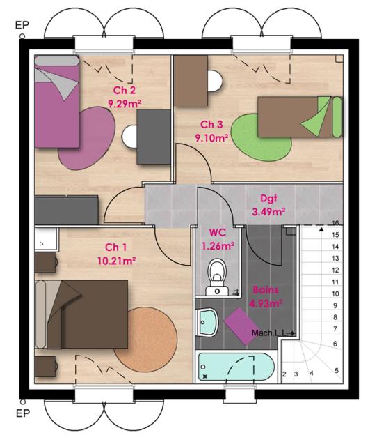 Maison - 80 m² - 4 pièces