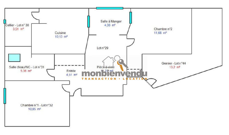 Appartement - 61 m² - 3 pièces