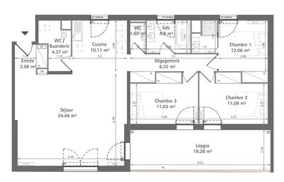 Appartement - 100 m² - 4 pièces