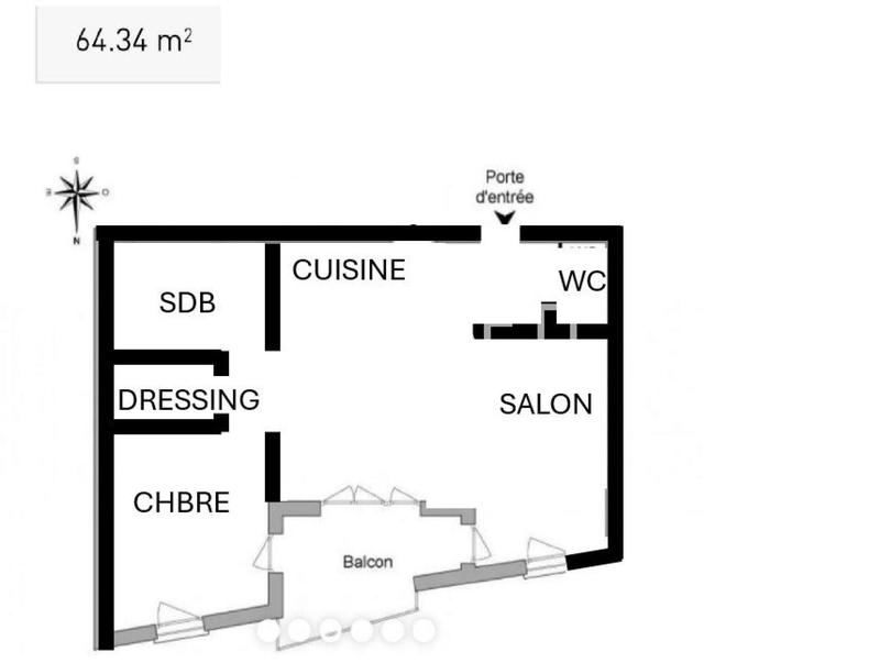 Appartement - 64 m² - 3 pièces