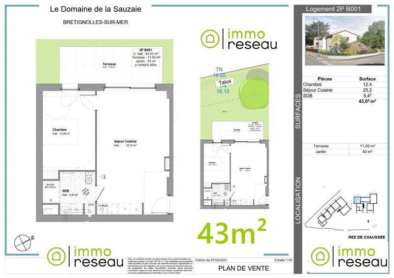 Appartement - 43 m² - 2 pièces