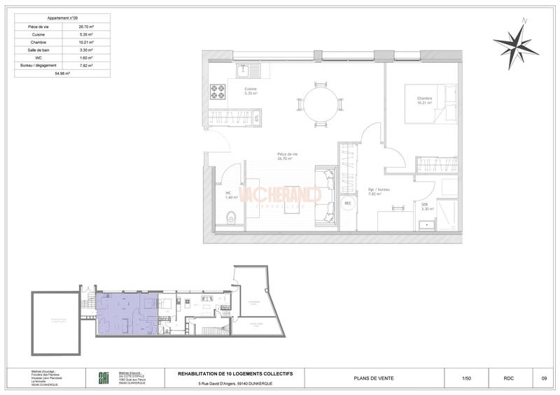 Appartement - 55 m² - 3 pièces