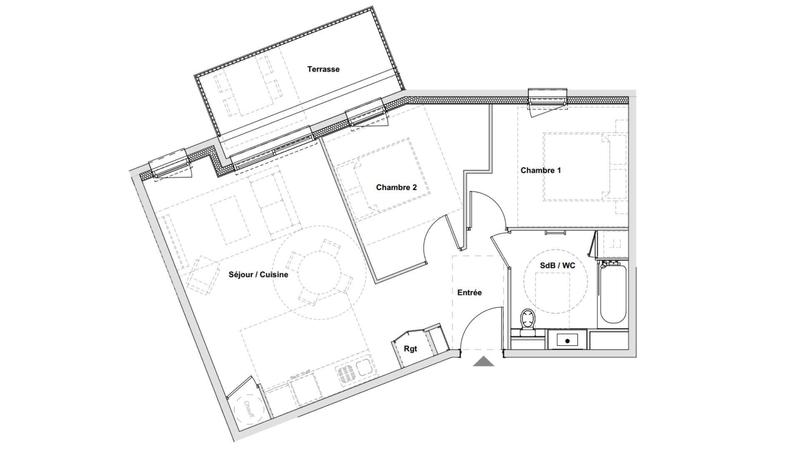 Appartement - 59 m² - 3 pièces