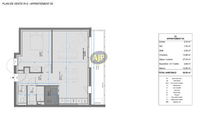 Appartement - 54 m² - 2 pièces