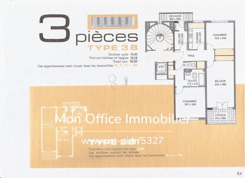 Appartement - 65 m² - 3 pièces