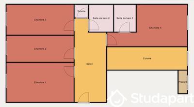 Chambre - 17 m² - 1 pièce