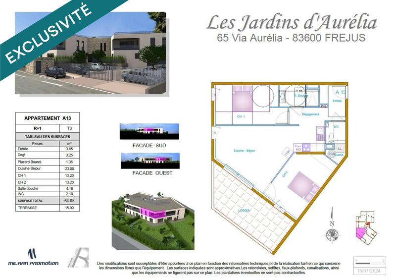 Appartement - 64 m² - 3 pièces