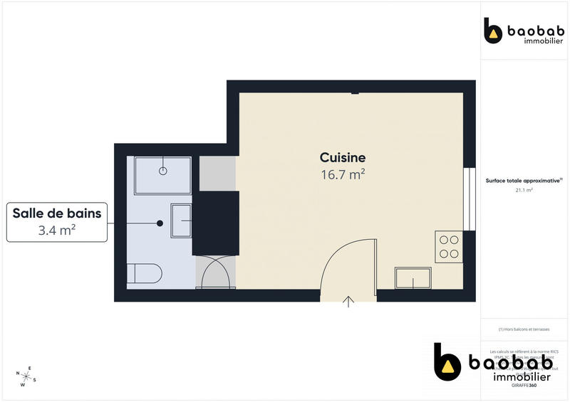 Appartement - 20 m² - 1 pièce