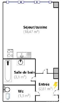 Appartement - 26 m² - 1 pièce