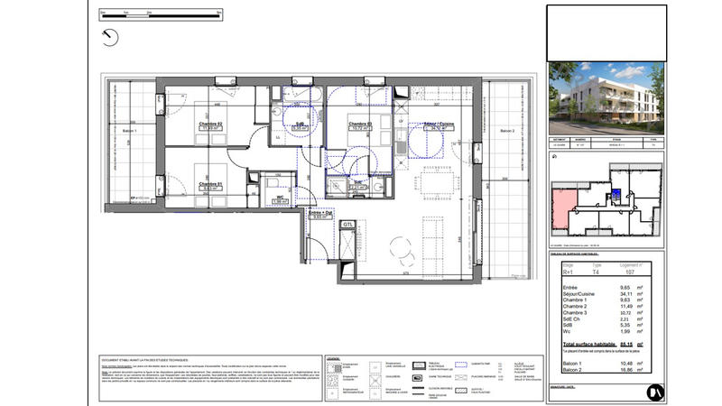 Appartement - 86 m² - 4 pièces