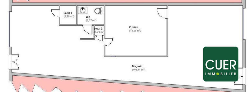 Local commercial - 128 m² - 2 pièces