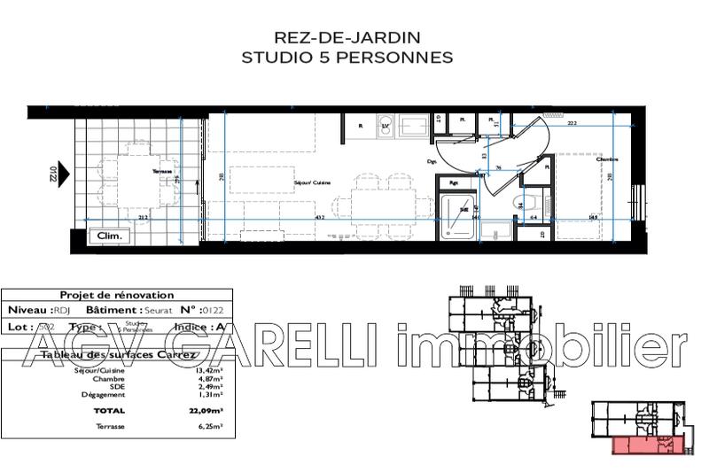 Appartement - 22 m² - 1 pièce