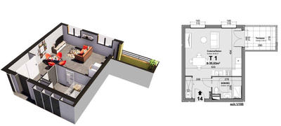 Appartement - 35 m² - 1 pièce