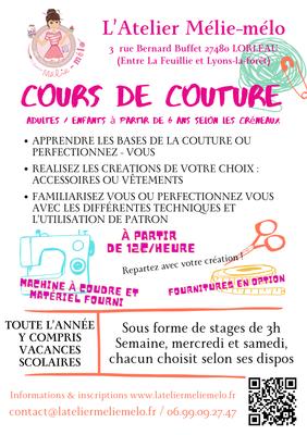Cours réguliers de couture adultes/enfants