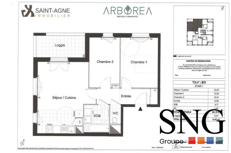 Appartement - 58 m² - 3 pièces