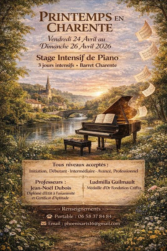 Printemps en Charente, stage de piano 3 jours intensifs