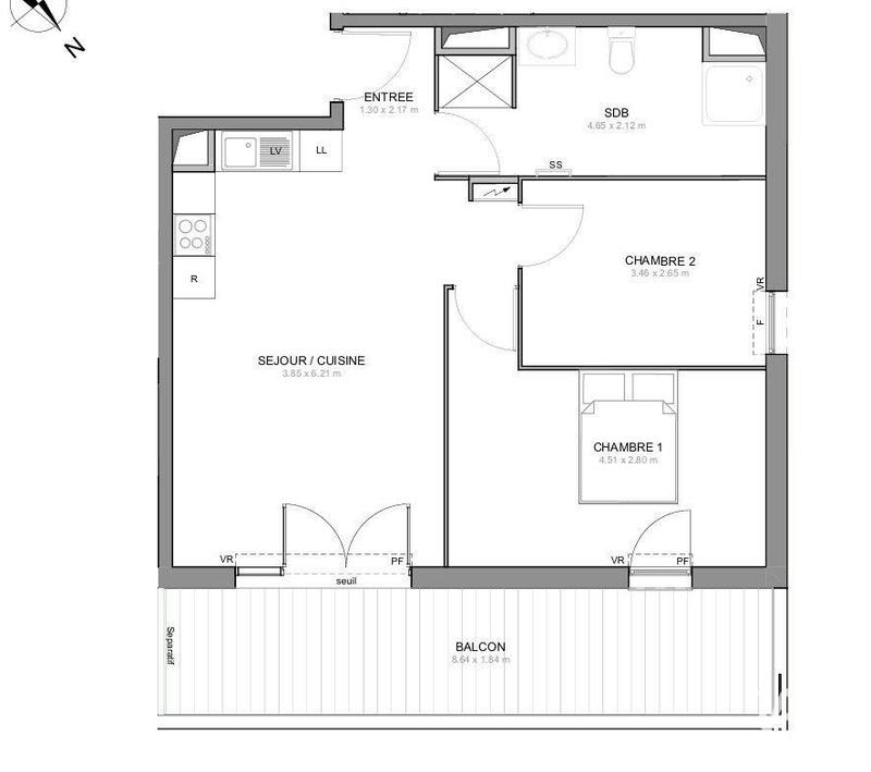 Appartement - 59 m² - 3 pièces