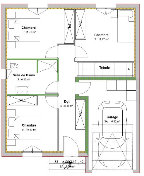 Maison - 96 m² - 4 pièces
