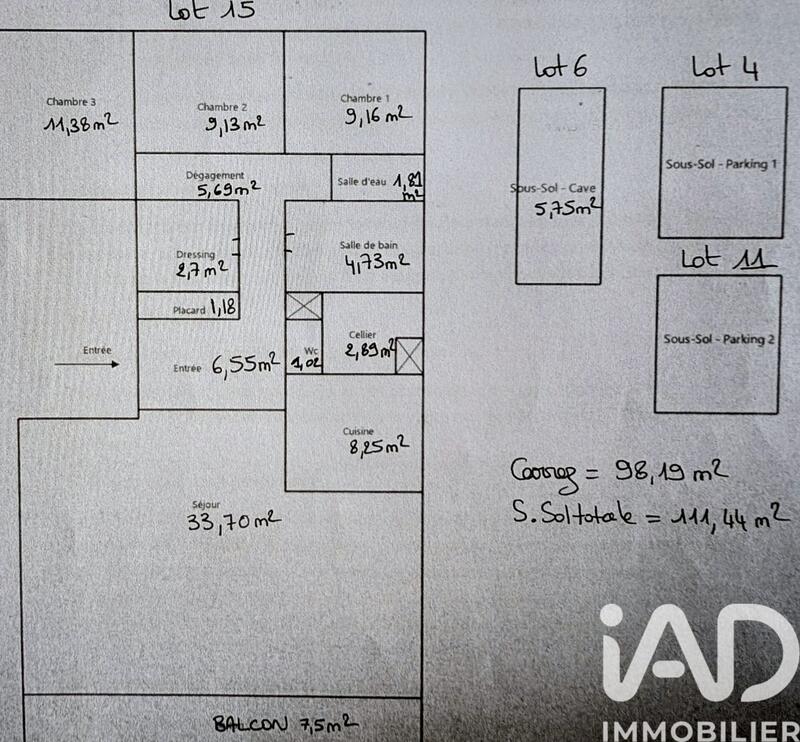 Appartement - 98 m² - 4 pièces