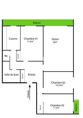 Appartement - 72 m² - 4 pièces