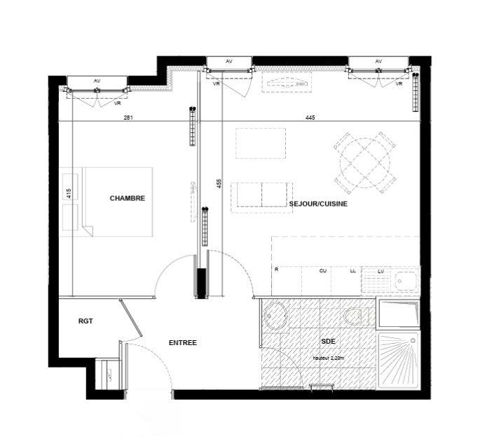 Appartement - 44 m² - 2 pièces