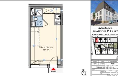 Appartement - 17 m² - 1 pièce