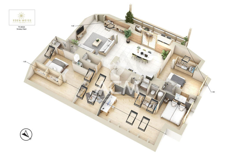 Duplex - 134 m² - 5 pièces