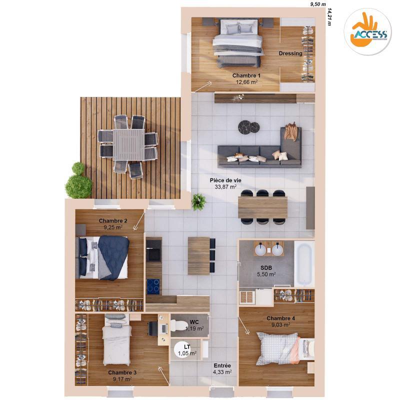 Maison - 86 m² - 6 pièces