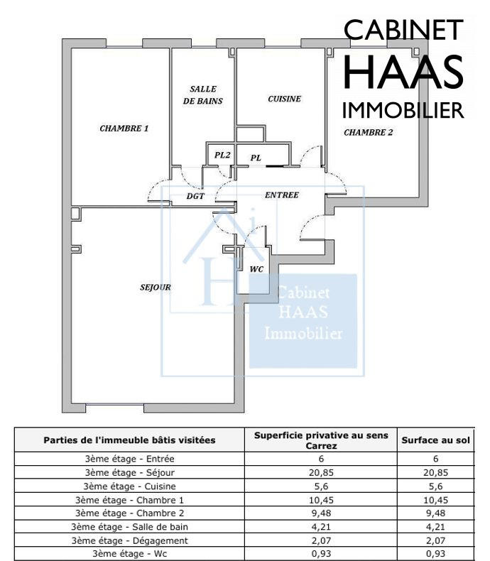 Appartement - 60 m² - 3 pièces