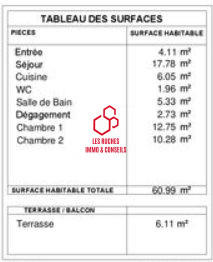 Appartement - 61 m² - 3 pièces