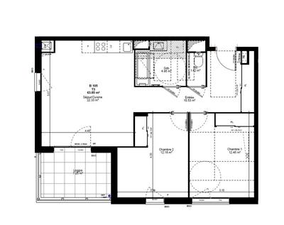 Appartement - 63 m² - 3 pièces