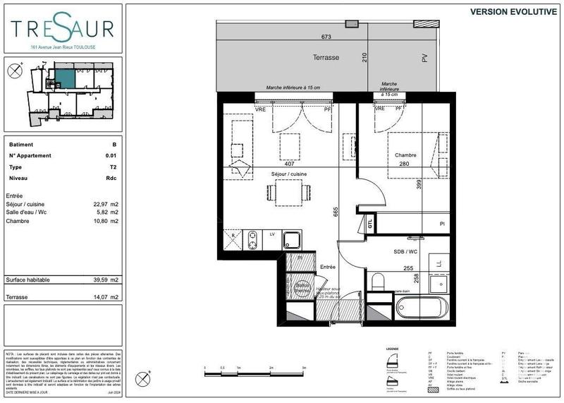 Appartement - 40 m² - 2 pièces