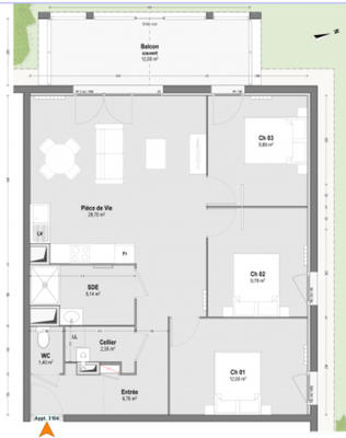 Appartement - 77 m² - 4 pièces