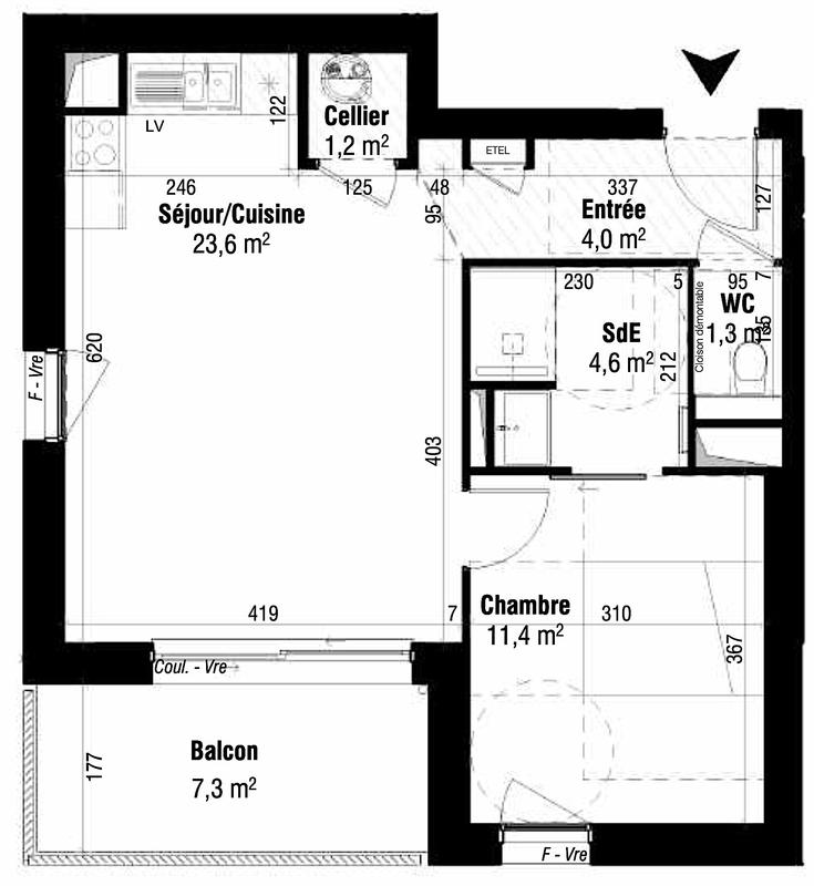 Appartement - 46 m² - 2 pièces