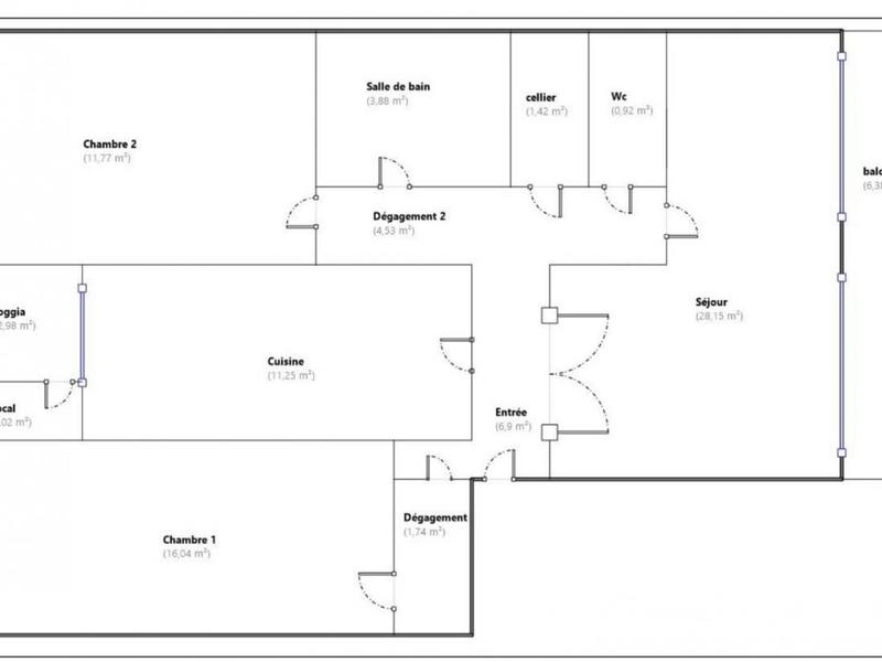 Appartement - 90 m² - 4 pièces