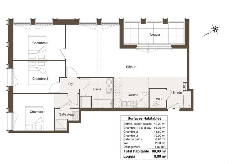 Appartement - 88 m² - 4 pièces
