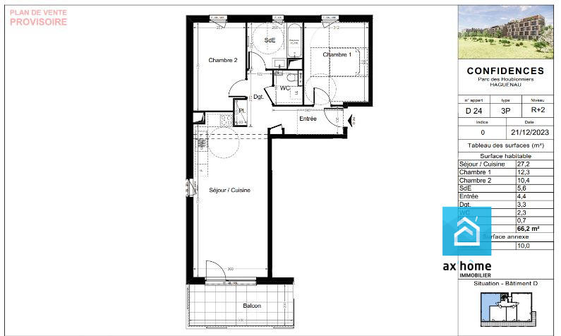 Appartement - 66 m² - 3 pièces