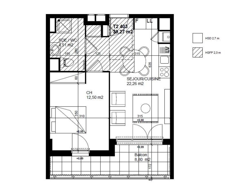 Appartement - 39 m² - 2 pièces