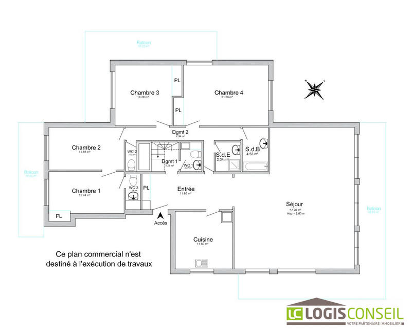 Appartement - 163 m² - 5 pièces