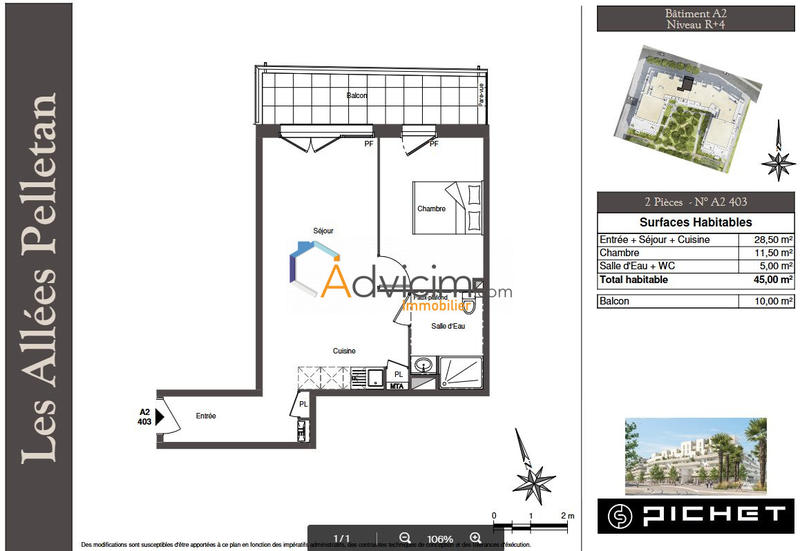 Appartement - 47 m² - 2 pièces