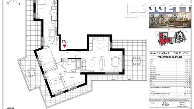 Appartement - 114 m² - 5 pièces