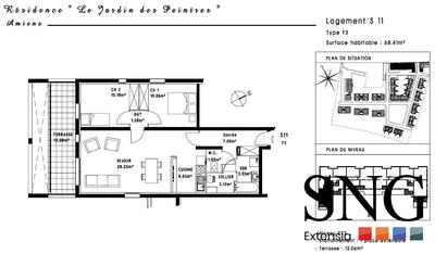 Appartement - 69 m² - 3 pièces